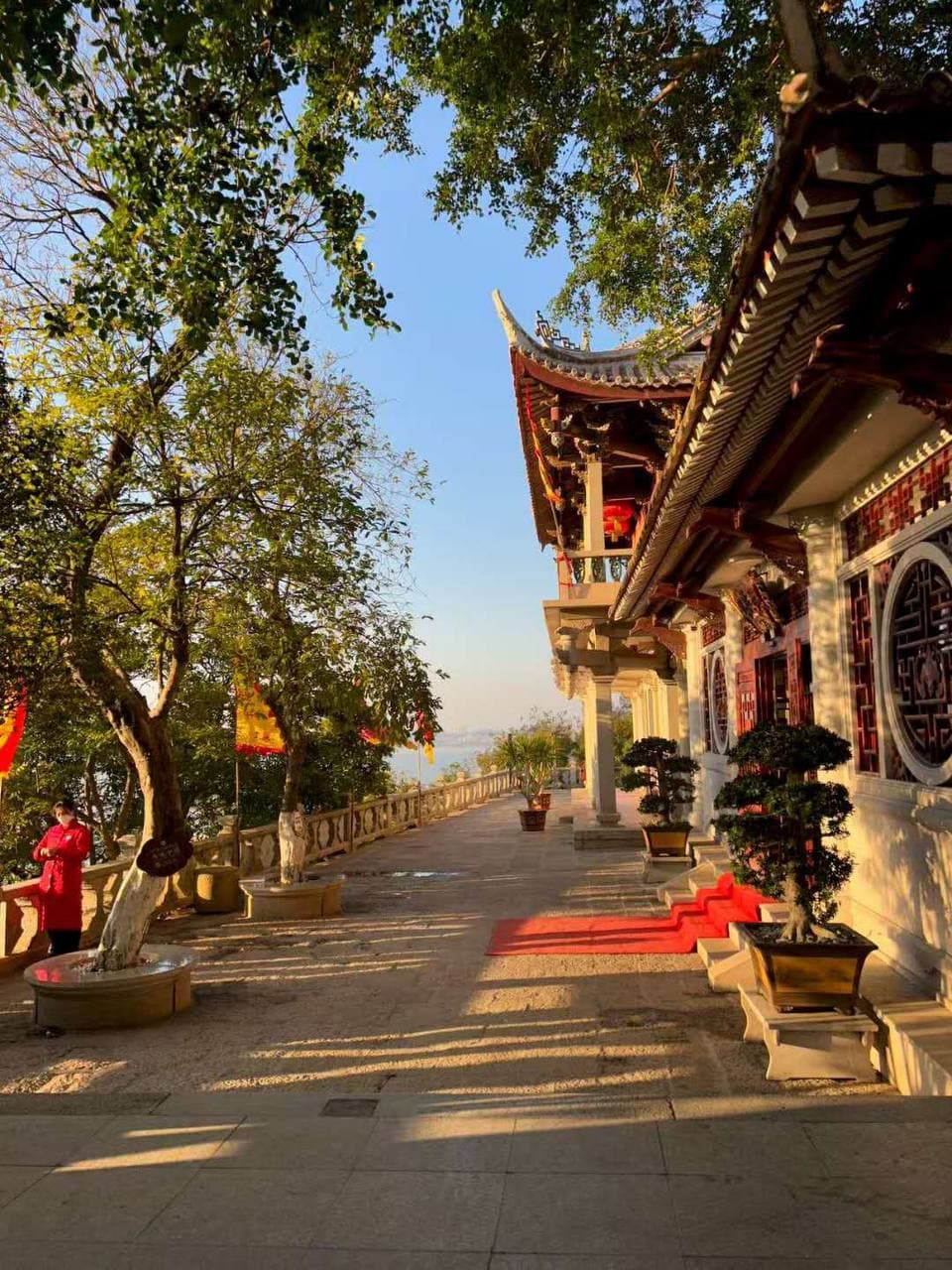 Mazu temple corridor in golden light
